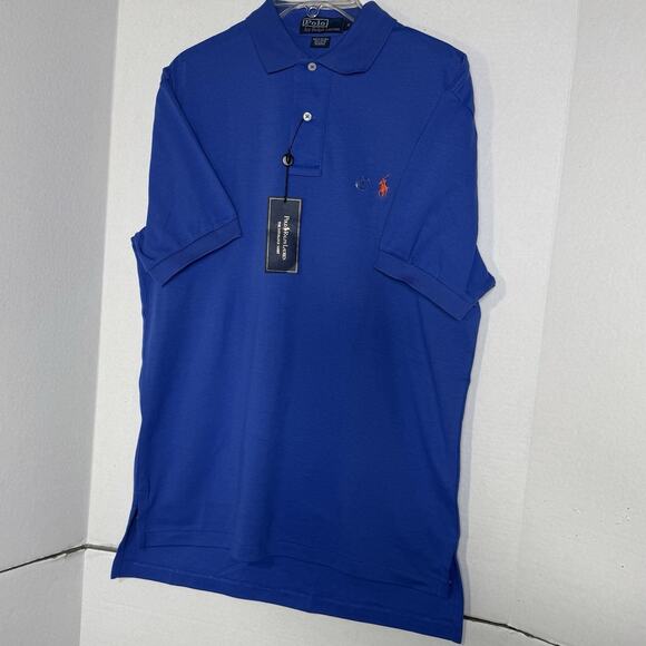 Polo Ralph Lauren Men’s Small Polo Shirt Blue Orange Pony Logo Short Sleeve NWT - Picture 3 of 8